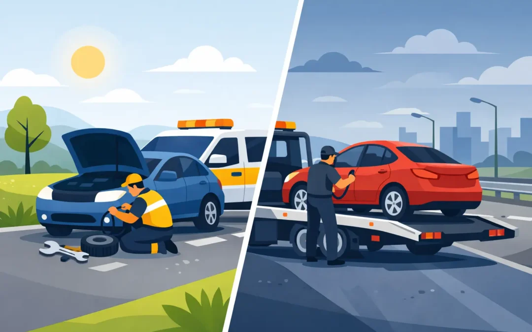 Roadside Assistance Versus Towing Explained