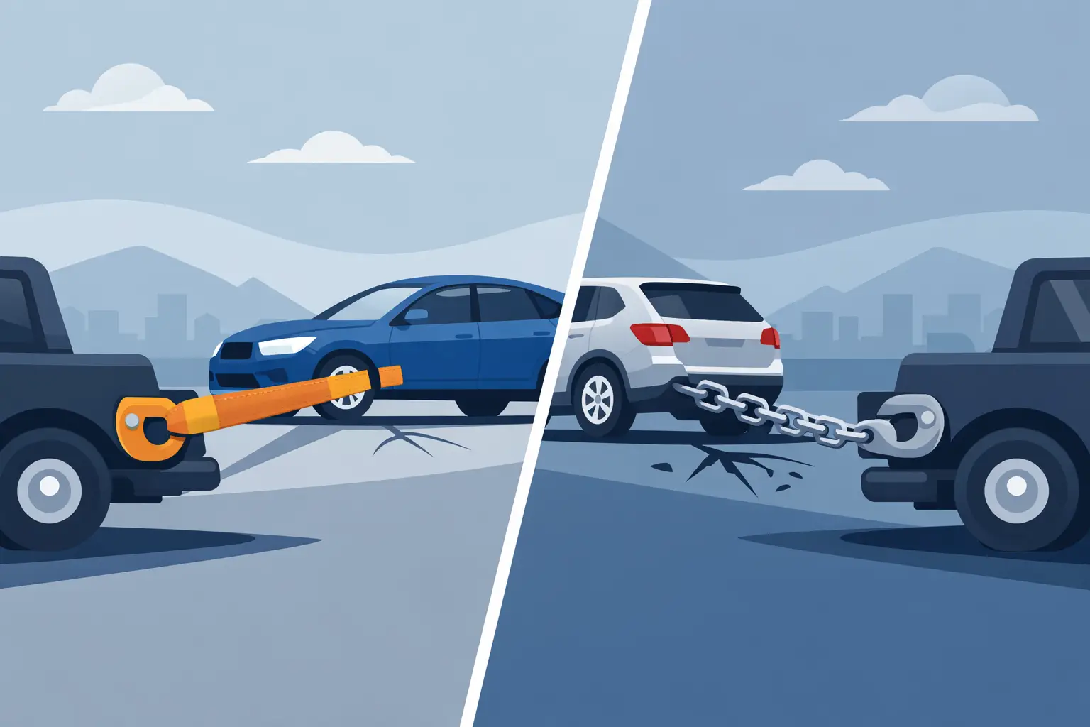 Soft Strap Versus Chain Towing: What Protects? Soft Strap Versus Chain Towing: What Protects?